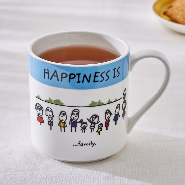 Corsica Happiness Bone China Printed Milk Mug - 350ml