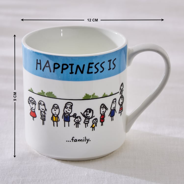 Corsica Happiness Bone China Printed Milk Mug - 350ml