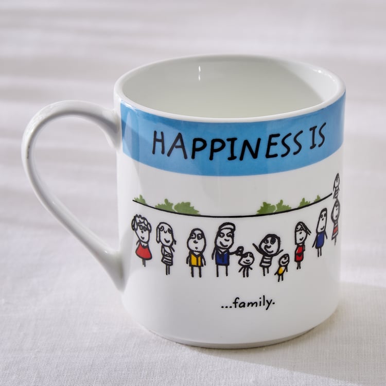 Corsica Happiness Bone China Printed Milk Mug - 350ml