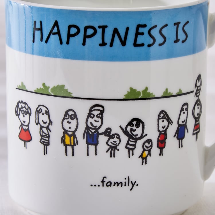 Corsica Happiness Bone China Printed Milk Mug - 350ml