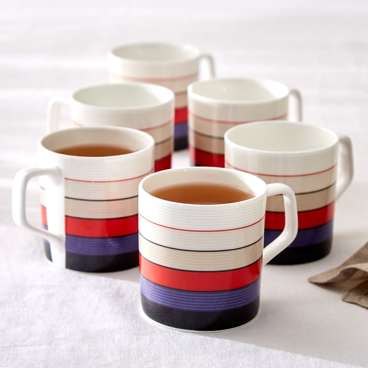 Corsica Jurgen Set of 6 Bone China Printed Mugs -  230ml