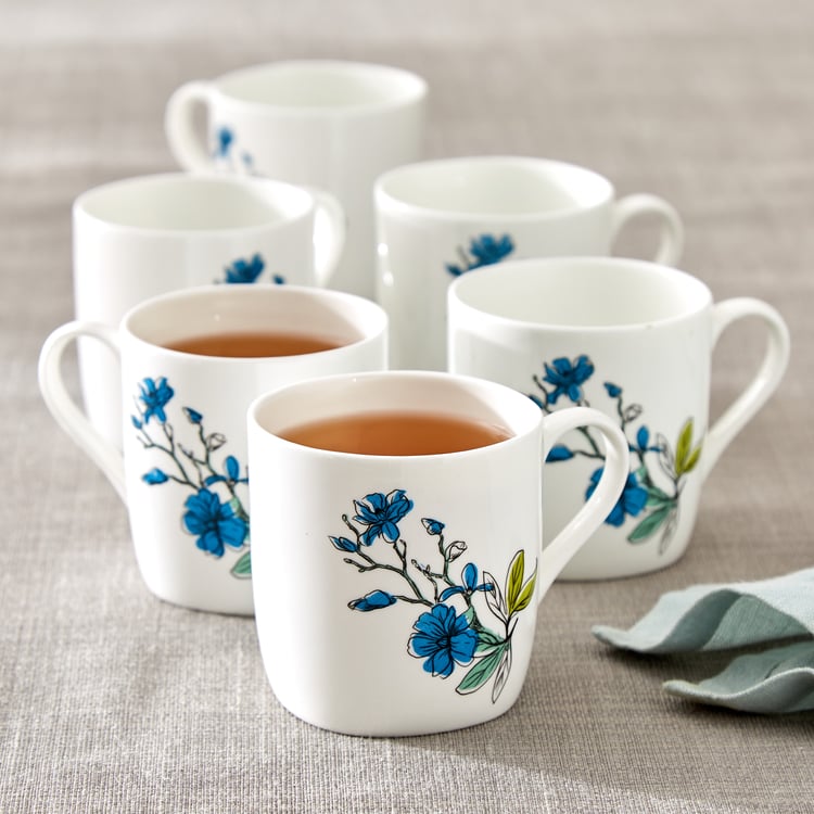 Corsica Jurgen Set of 6 Bone China Printed Mugs - 180ml