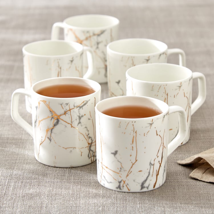 Corsica Reiner Set of 6 Bone China Printed Mugs - 230ml