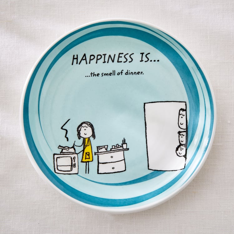 Corsica Happiness Set of 4 Bone China Printed Snack Plates - 16cm