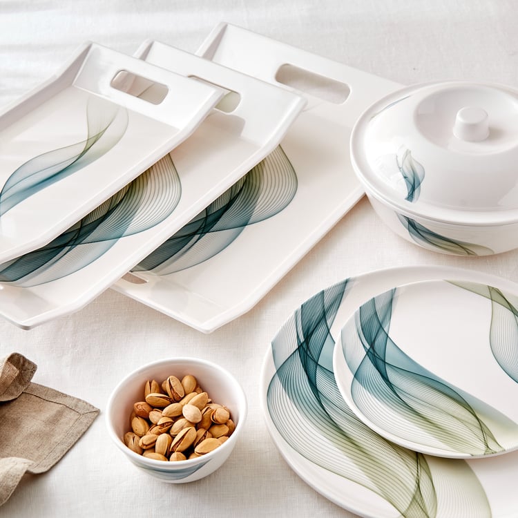 Meadows Theme Melamine Swirl Print Serving Bowl with Lid - 1.4L