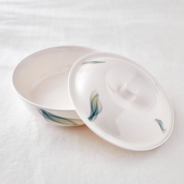 Meadows Theme Melamine Swirl Print Serving Bowl with Lid - 1.4L