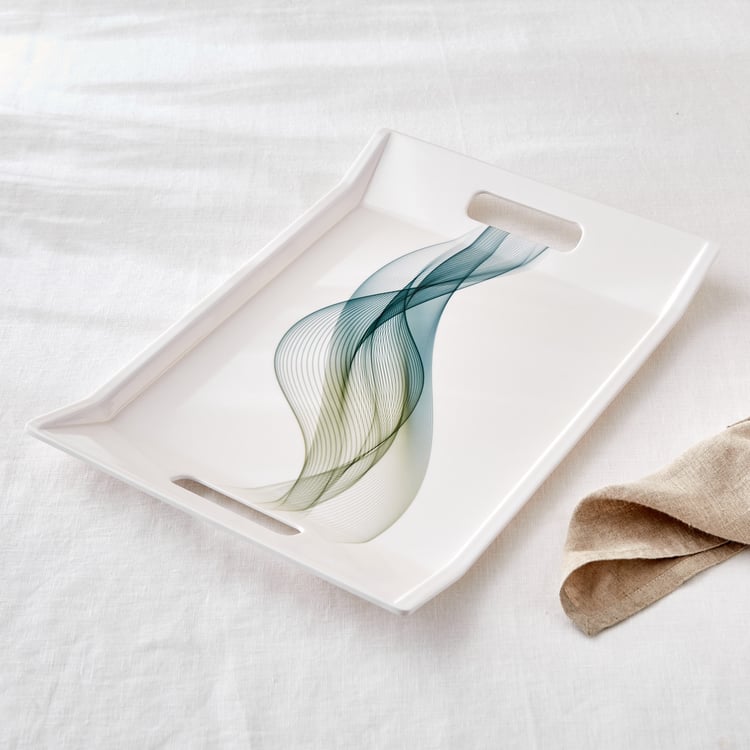 Meadows Theme Melamine Swirl Print Serving Tray - 38x27cm