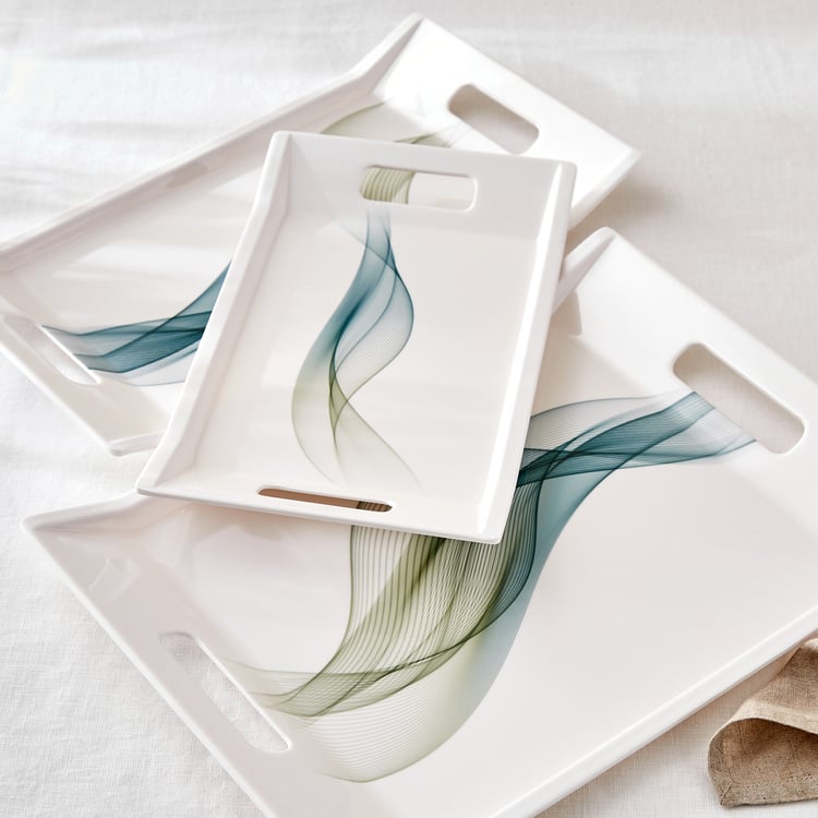 Meadows Theme Melamine Swirl Print Serving Tray - 38x27cm