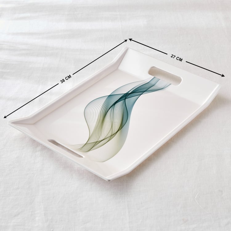 Meadows Theme Melamine Swirl Print Serving Tray - 38x27cm