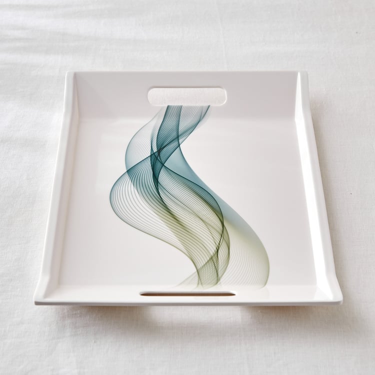 Meadows Theme Melamine Swirl Print Serving Tray - 38x27cm