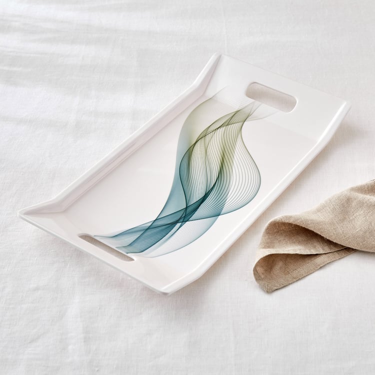 Meadows Theme Melamine Swirl Print Serving Tray - 38x20cm