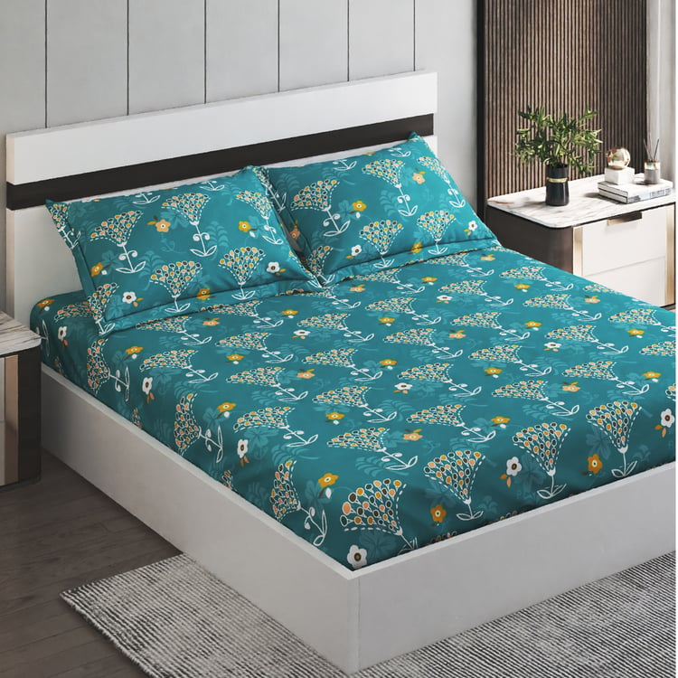 Corsica Juniper Albany Microfibre Printed 3Pcs Queen Bedsheet Set