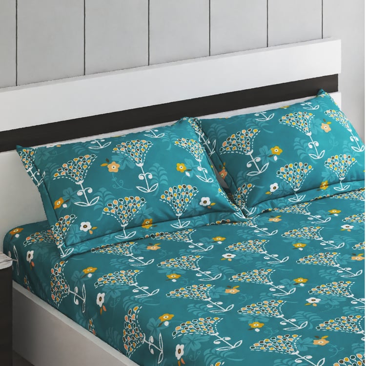 Corsica Juniper Albany Microfibre Printed 3Pcs Queen Bedsheet Set