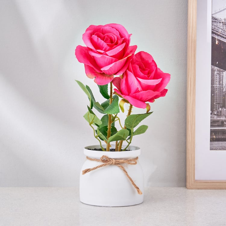 Corsica Artificial Rose Plant in Pot