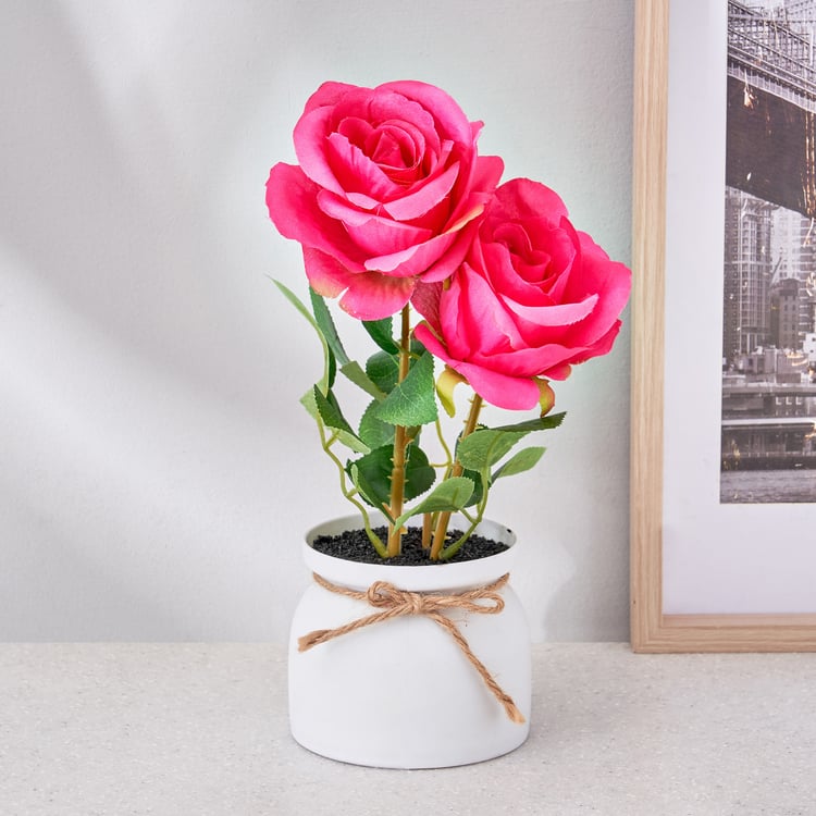 Corsica Artificial Rose Plant in Pot