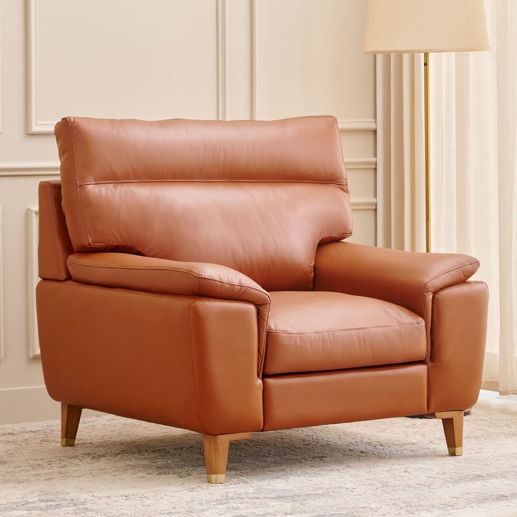 Aprilla NXT Half Leather 1-Seater Sofa - Tan