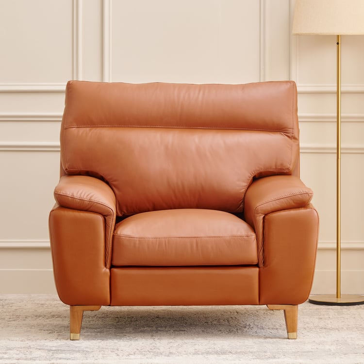 Aprilla NXT Half Leather 1-Seater Sofa - Tan