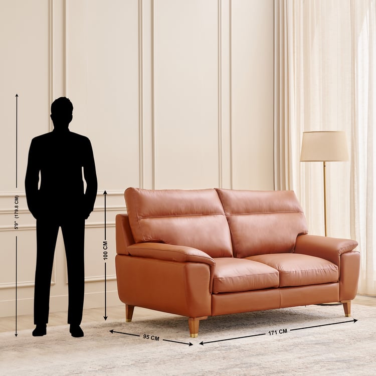 Aprilla NXT Half Leather 2-Seater Sofa - Tan