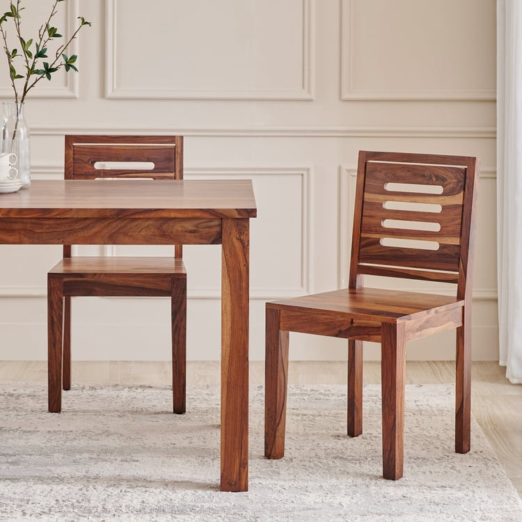 Adana Grand Set of 2 Sheesham Wood Dining Chairs - Brown