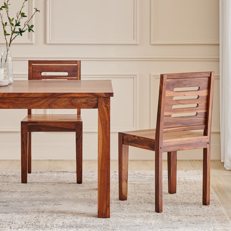 Adana Grand Set of 2 Sheesham Wood Dining Chairs - Brown