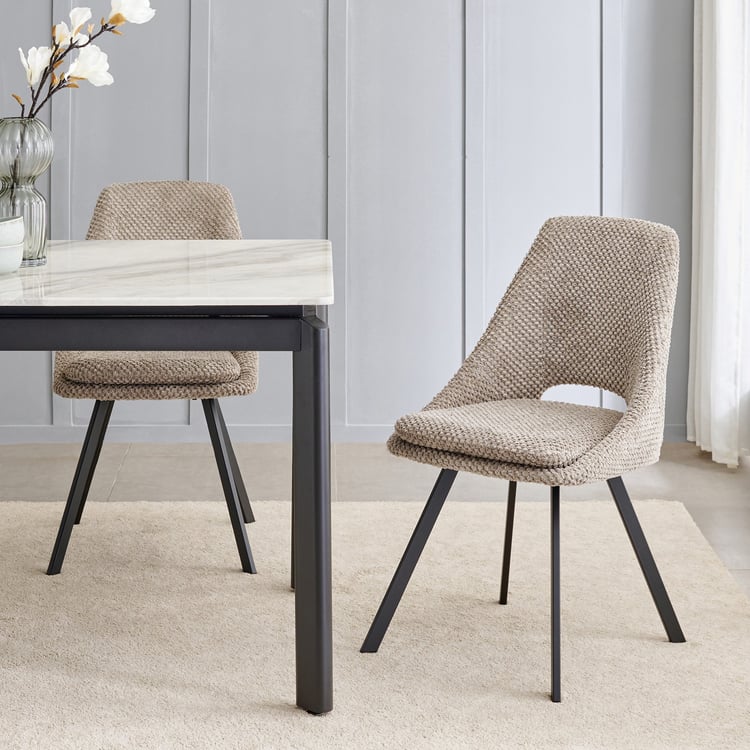 Bruce Set of 2 Fabric Dining Chairs - Beige