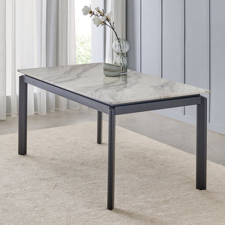 Bruce Faux Marble Top 6-Seater Dining Table - White