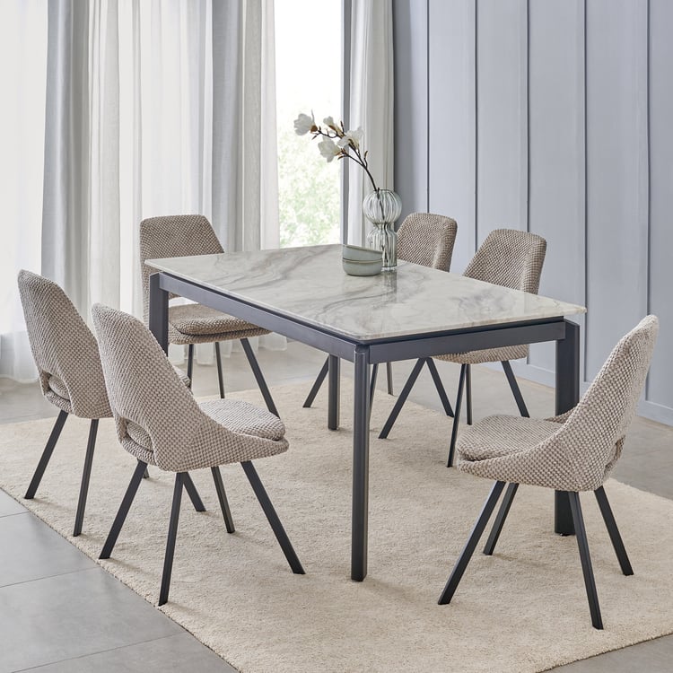 Bruce Faux Marble Top 6-Seater Dining Table - White