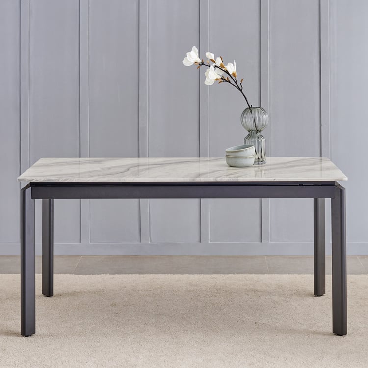 Bruce Faux Marble Top 6-Seater Dining Table - White