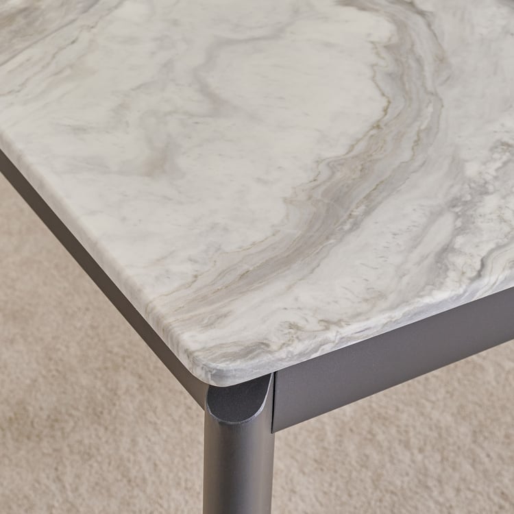 Bruce Faux Marble Top 6-Seater Dining Table - White