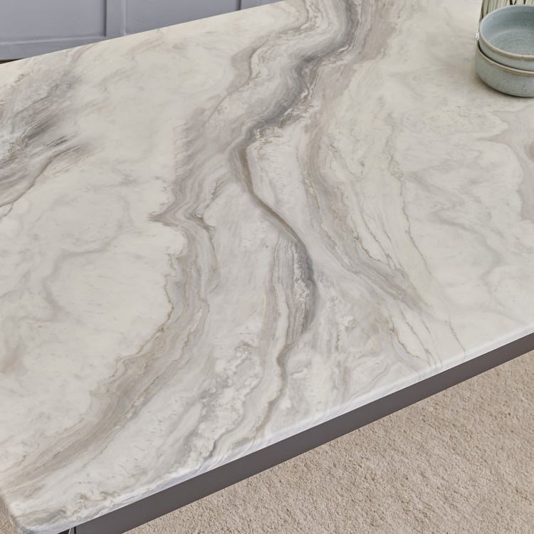 Bruce Faux Marble Top 6-Seater Dining Table - White