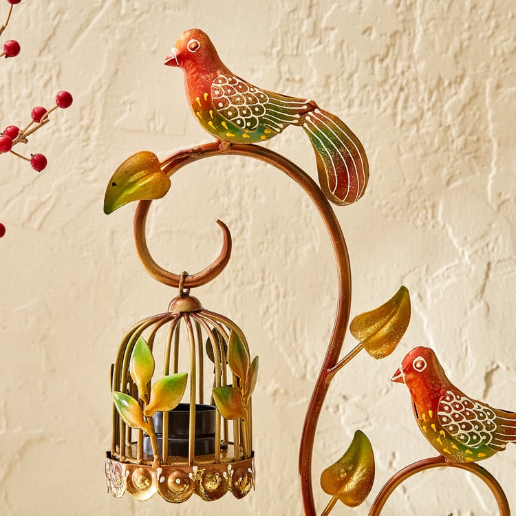 Corsica Mystic India Metal Bird On a Tree with Cage Multi T-Light Holders