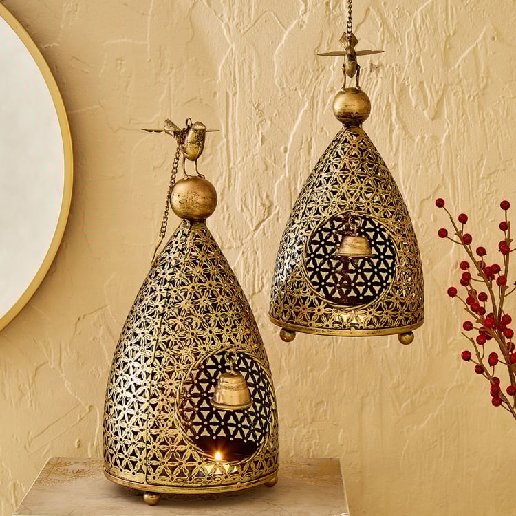 Corsica Mystic India Metal Bird House Hanging T-Light Holder - Small