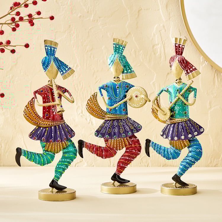 Corsica Mystic India Set of 3 Metal Running Musician Figurines
