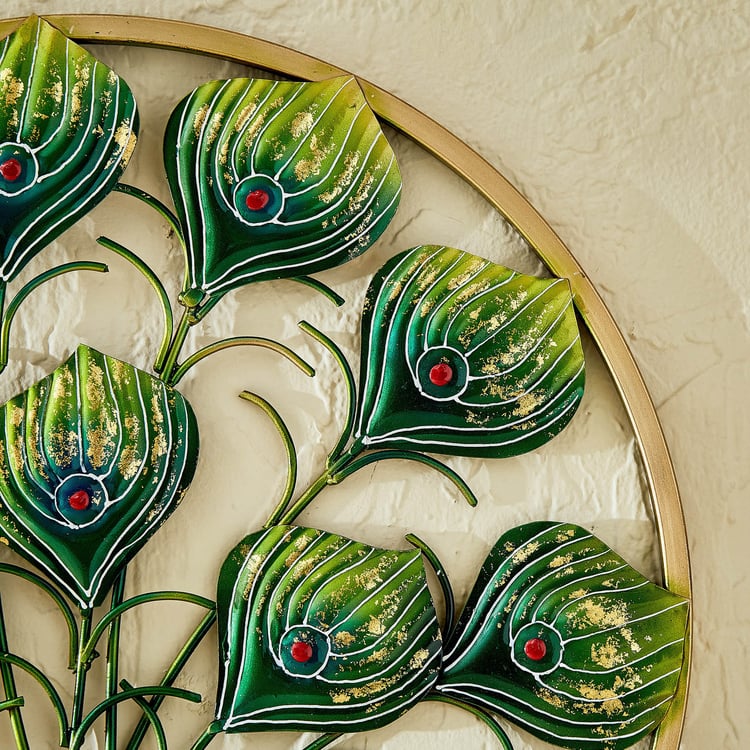 Corsica Mystic India Metal Peacock on Ring Wall Accent