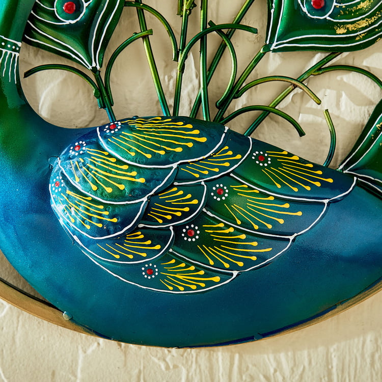 Corsica Mystic India Metal Peacock on Ring Wall Accent