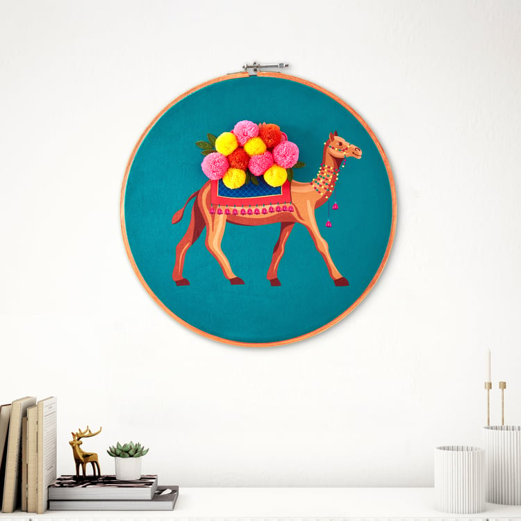 Pop Animals Camel Velvet Printed Wall Accent