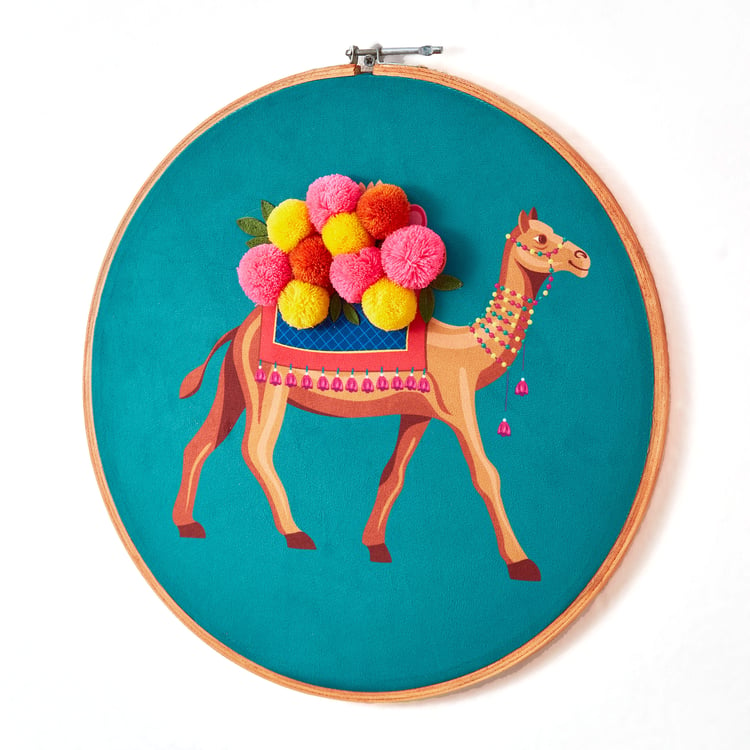 Pop Animals Camel Velvet Printed Wall Accent