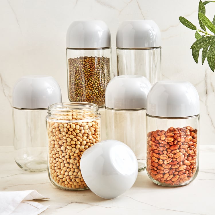 Corsica Hipo Siattle Set of 6 Glass Storage Jars - 600ml