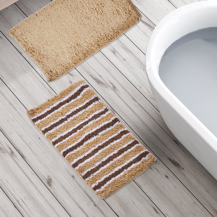 Corsica Set of 2 Striped Anti-Slip Bath Mats
