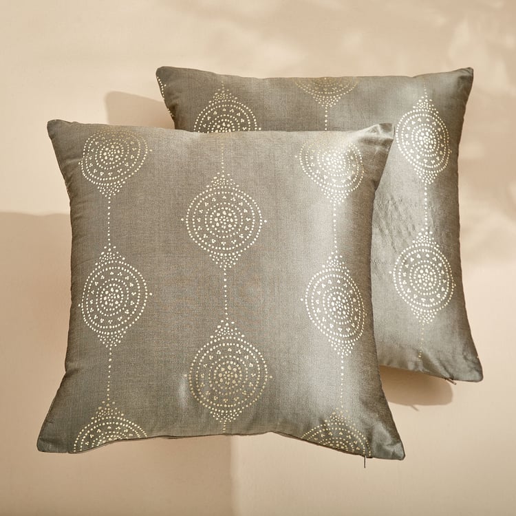 Corsica Gleam Cecil Set of 2 Foil Print Cushion Covers - 40x40cm