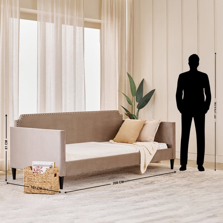 Helios Dalia Velvet Day Bed - Brown