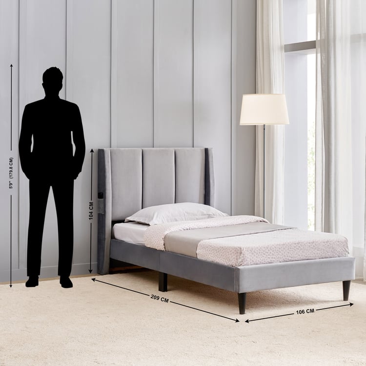 Helios Bravo Aden Single Bed - Grey