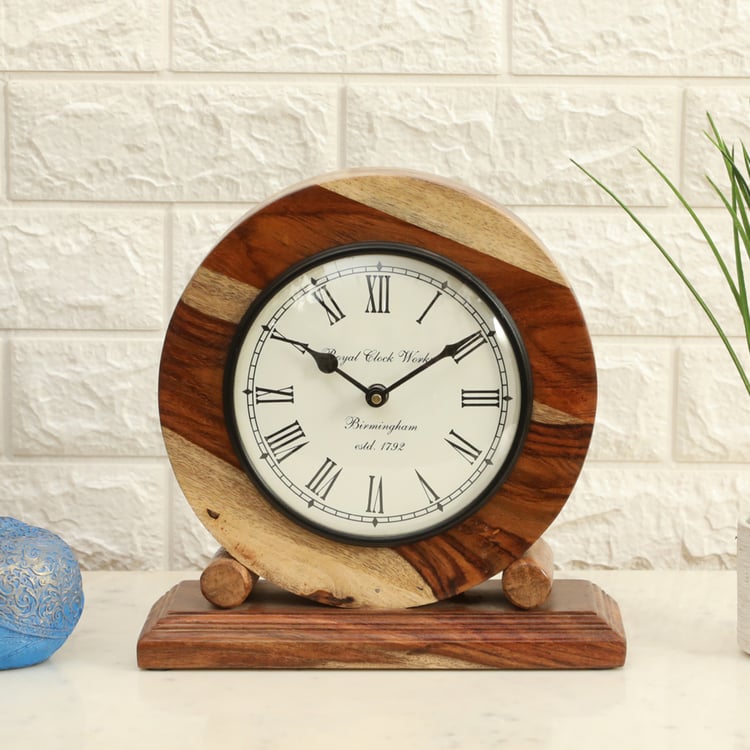 VEDAS Mystical Indiana Wooden Table Clock - 25cm