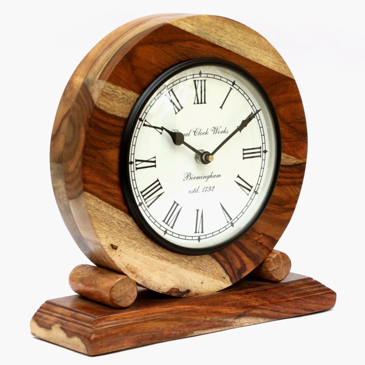 VEDAS Mystical Indiana Wooden Table Clock - 25cm