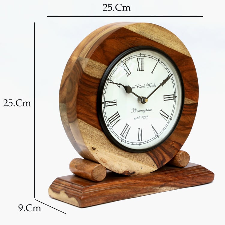 VEDAS Mystical Indiana Wooden Table Clock - 25cm