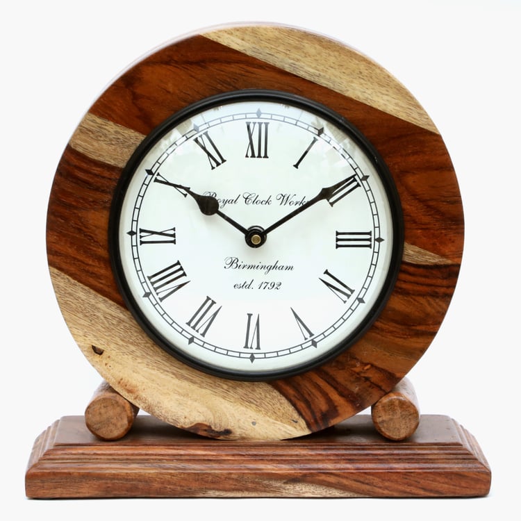 VEDAS Mystical Indiana Wooden Table Clock - 25cm