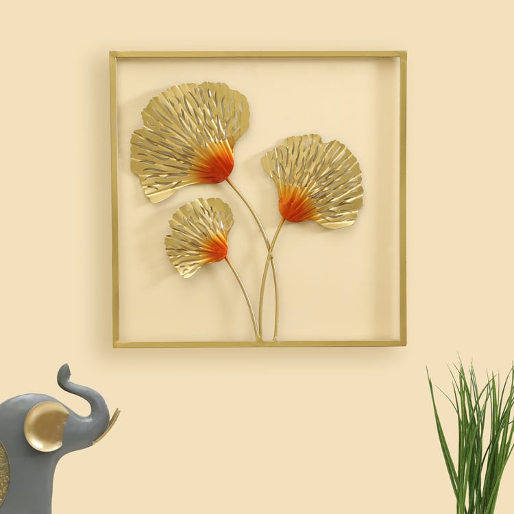 VEDAS Mystical Indiana Metal Ginko Leaf Wall Accent