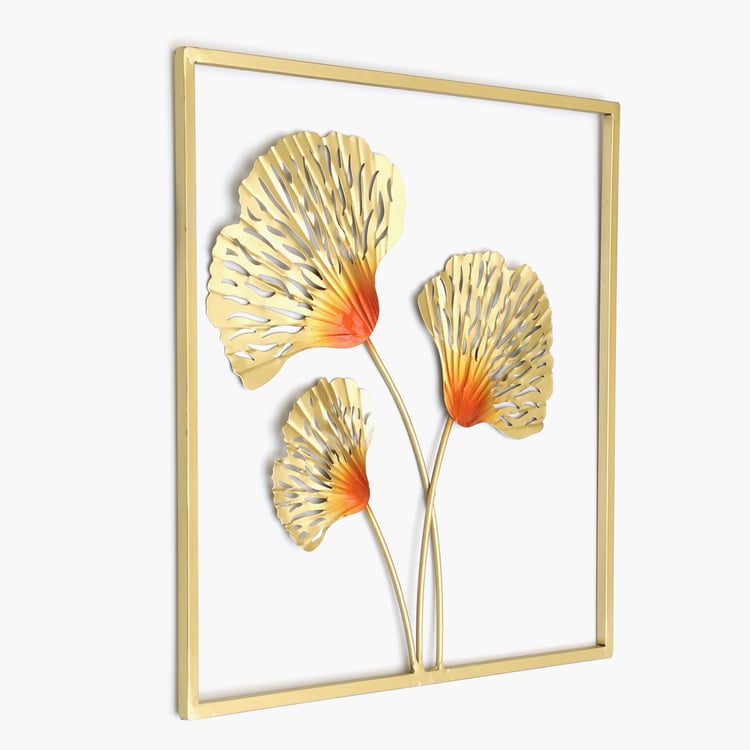 VEDAS Mystical Indiana Metal Ginko Leaf Wall Accent