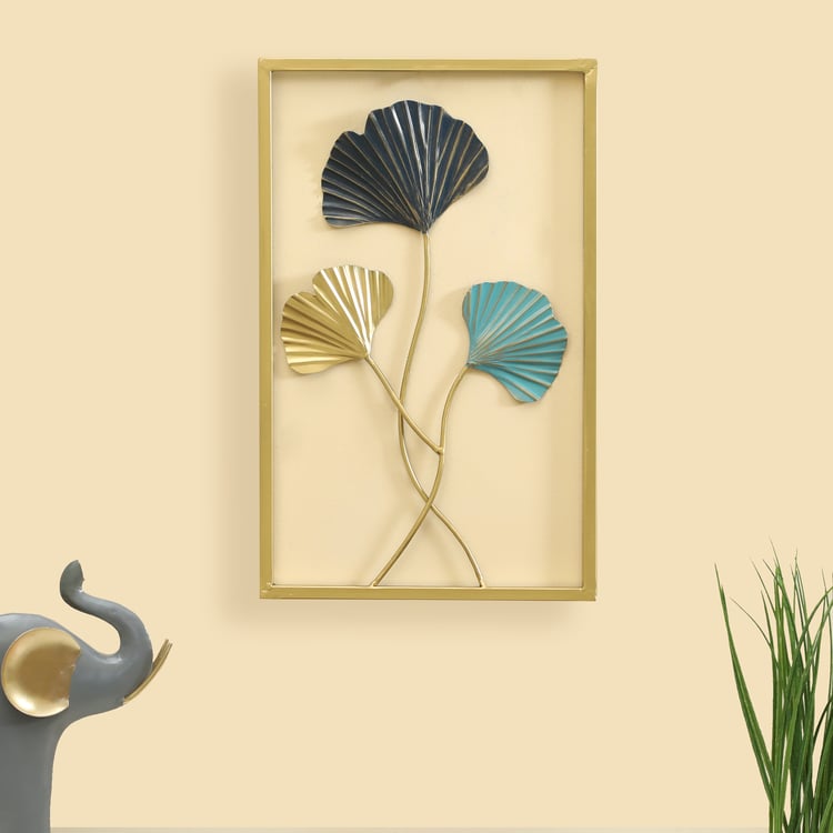 VEDAS Mystical Indiana Metal Ginko Leaf Wall Accent