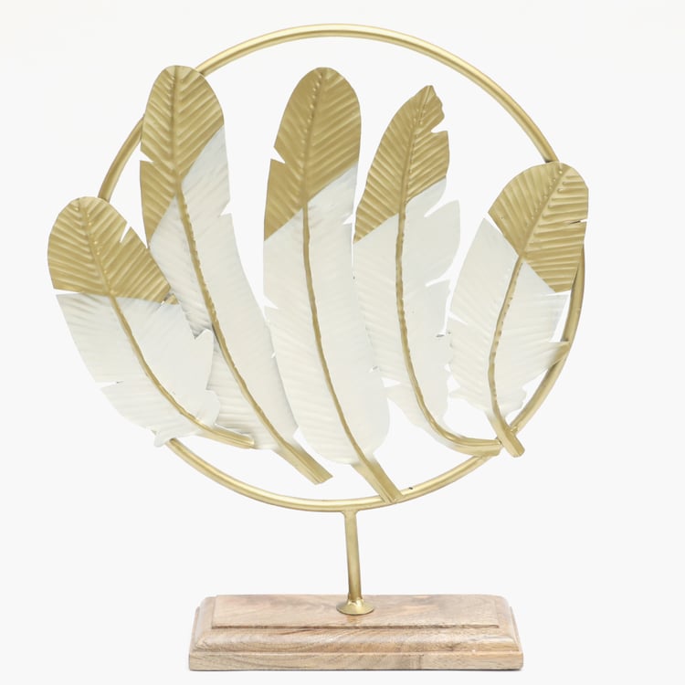 VEDAS Mystical Indiana Metal Feather Table Accent